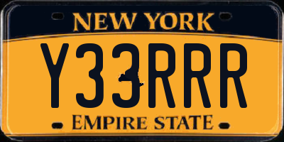 NY license plate Y33RRR