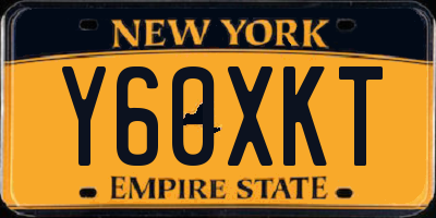 NY license plate Y60XKT