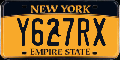 NY license plate Y627RX