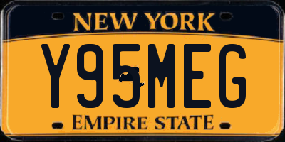 NY license plate Y95MEG