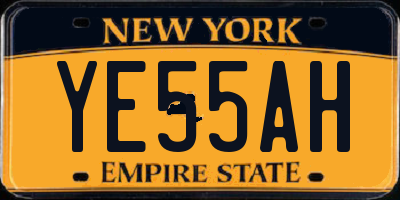 NY license plate YE55AH