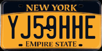 NY license plate YJ59HHE