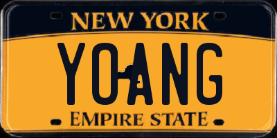 NY license plate YOANG