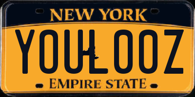 NY license plate YOUL00Z