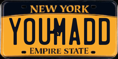 NY license plate YOUMADD