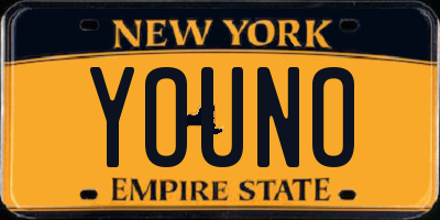 NY license plate YOUNO