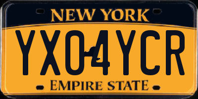 NY license plate YX04YCR