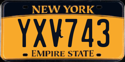 NY license plate YXV743