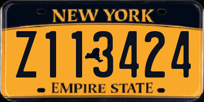 NY license plate Z113424