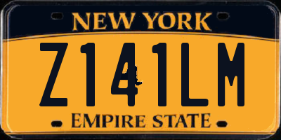 NY license plate Z141LM