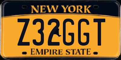 NY license plate Z32GGT