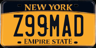 NY license plate Z99MAD