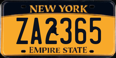 NY license plate ZA2365