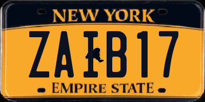 NY license plate ZAIB17