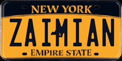 NY license plate ZAIMIAN