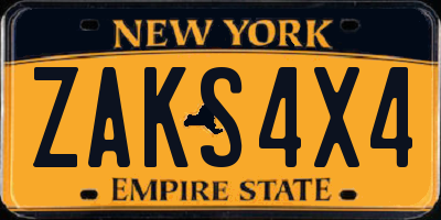 NY license plate ZAKS4X4