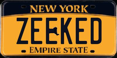 NY license plate ZEEKED