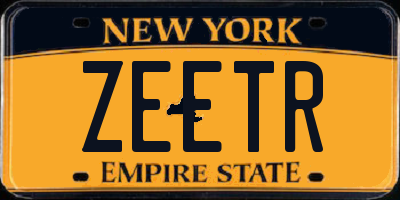 NY license plate ZEETR