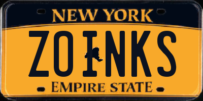 NY license plate ZOINKS