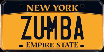 NY license plate ZUMBA