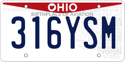 OH license plate 316YSM