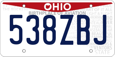 OH license plate 538ZBJ