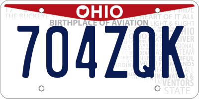 OH license plate 704ZQK