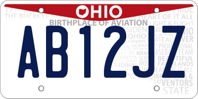 OH license plate AB12JZ