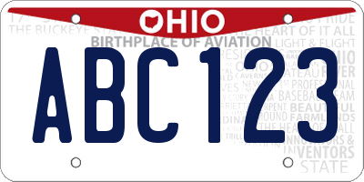 OH license plate ABC123