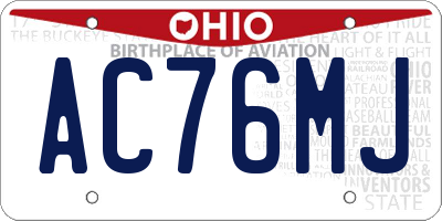 OH license plate AC76MJ