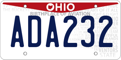 OH license plate ADA232