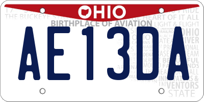 OH license plate AE13DA