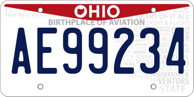 OH license plate AE99234