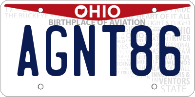 OH license plate AGNT86