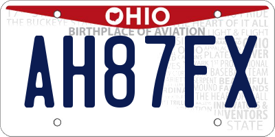 OH license plate AH87FX