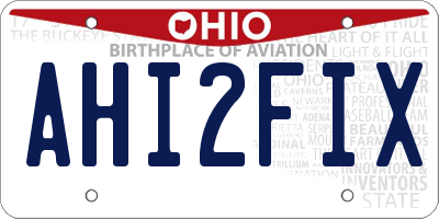 OH license plate AHI2FIX