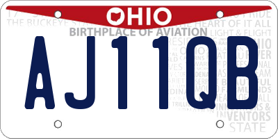 OH license plate AJ11QB