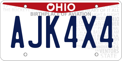 OH license plate AJK4X4