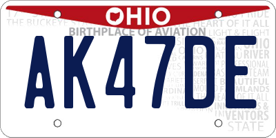 OH license plate AK47DE