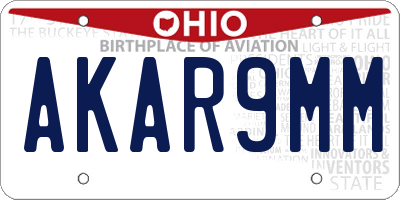 OH license plate AKAR9MM