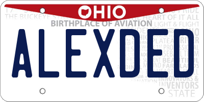 OH license plate ALEXDED