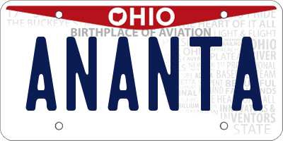 OH license plate ANANTA