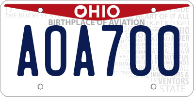 OH license plate AOA700