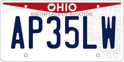 OH license plate AP35LW