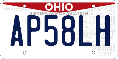 OH license plate AP58LH