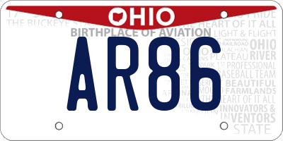 OH license plate AR86