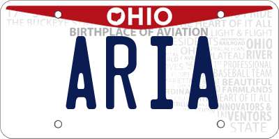 OH license plate ARIA