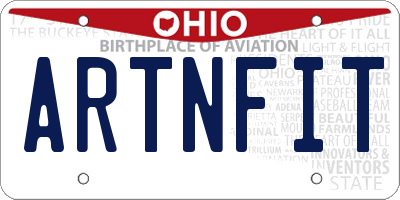 OH license plate ARTNFIT