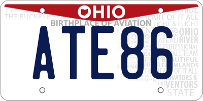 OH license plate ATE86