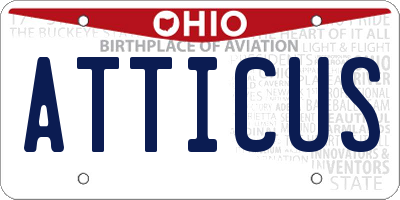 OH license plate ATTICUS